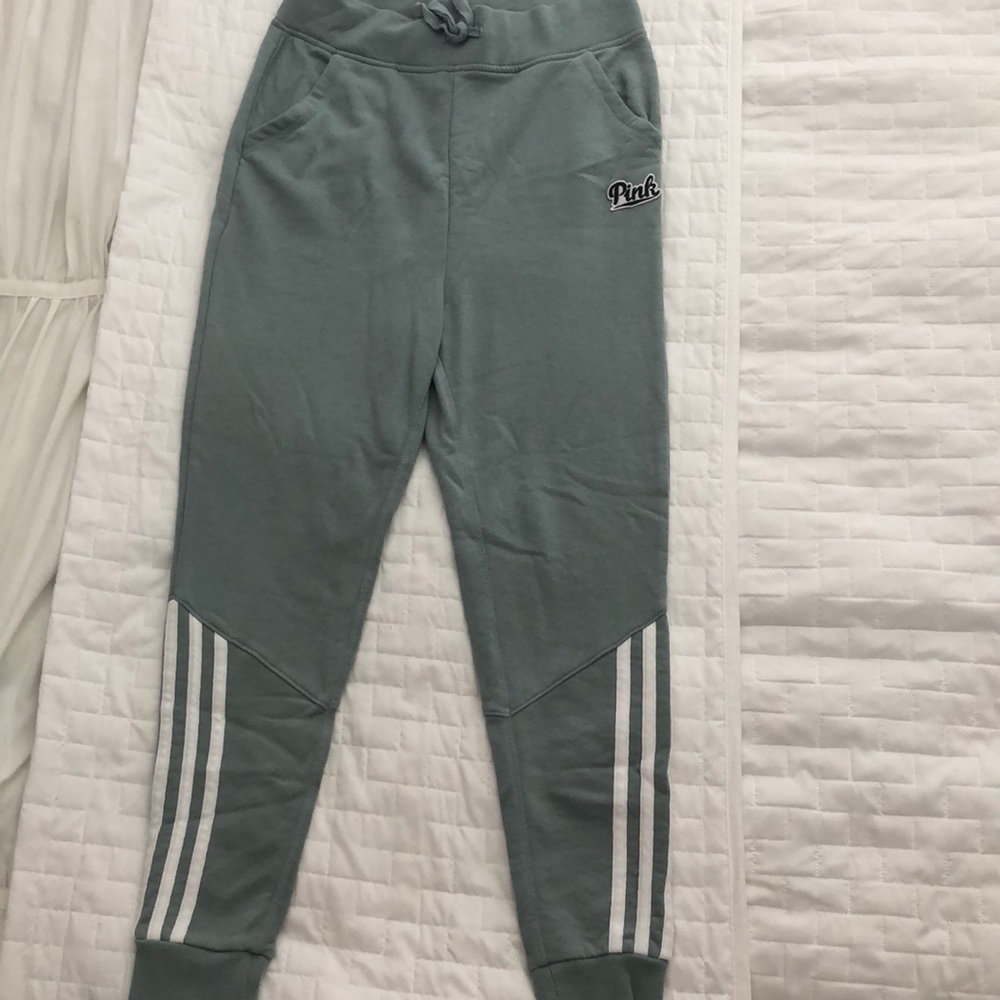 Never worn teal and white sweatpants from PINK